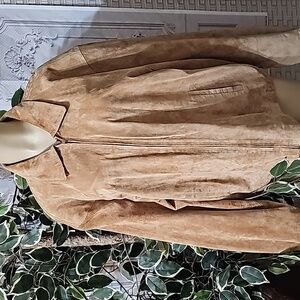 Excelled Suede Tan Zip Up Bomber Jacket XL